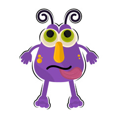 Isolated comic doubtful monster over a white background - Vector