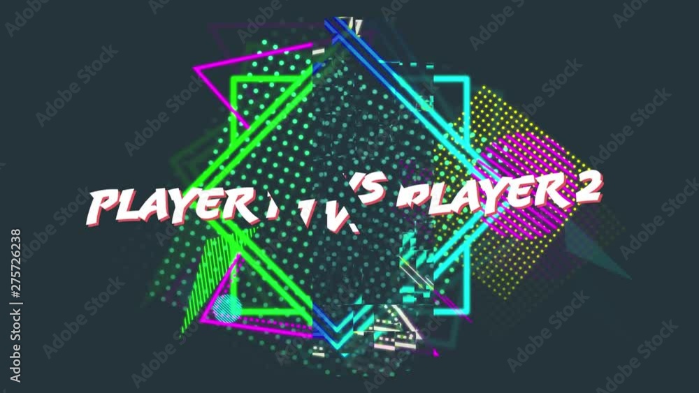 Poster animation of words player 1 vs player 2