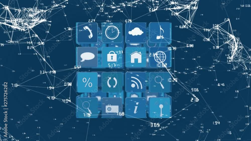 Poster internet icons with connected lines