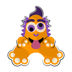 Isolated comic happy monster over a white background - Vector
