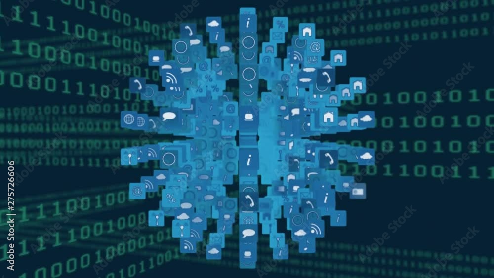 Poster internet icons and symbols in the shape of a sphere