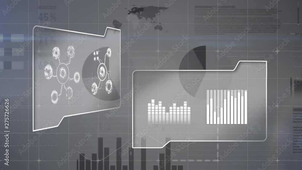 Poster file folders with graphs and illustrations