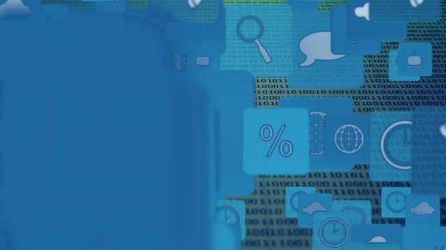 Internet icons and symbols with binary codes