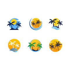 Summer holidays design labels, beach logo template
