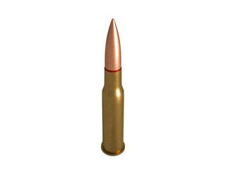 cartridge 7.62x54R mm, Russian and Soviet army, isolated. 3d rendering