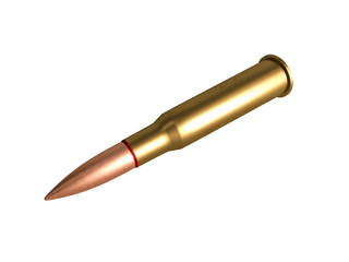 cartridge 7.62x54R mm, Russian and Soviet army, isolated. 3d rendering