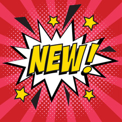 Pop art comic sale discount promotion banner. new