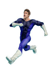 super power hero cartoon running a lot