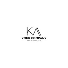 KA line logo design vector template - obrazy, fototapety, plakaty