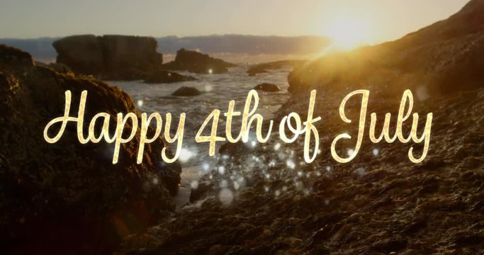 Happy 4th of July greeting and the beach 4k