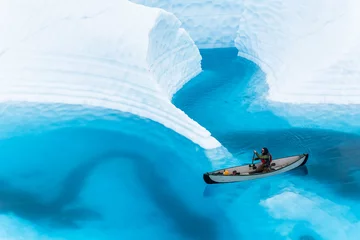 Fotobehang Canyons and ice fins underwater on the Matanuska Glacier in Alaska. © DCrane Photography