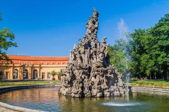Fountain at the Palace Garden (Schlossgarten) in Erlangen, Germany
