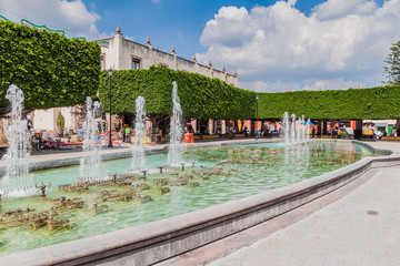 QUERETARO, MEXICO: OCTOBER 3, 2016: Fountain at Plaza de Armas square in Queretaro, Mexico