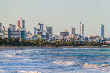 Fototapeta na wymiar JOAO PESSOA, BRAZIL - OCTOBER 13, 2016: View of a beach in Joao Pessoa, Brazil