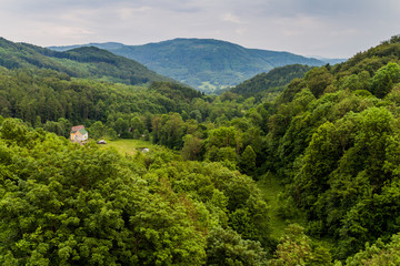 Landscape of Ore Mountains (Krusne hory) in the Czech Republic