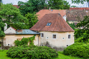 Fototapeta na wymiar Remains of old town fortification in Trebon, Czech Republic
