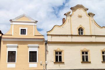 Fototapeta na wymiar Traditional houses in the old town of Trebon, Czech Republic.