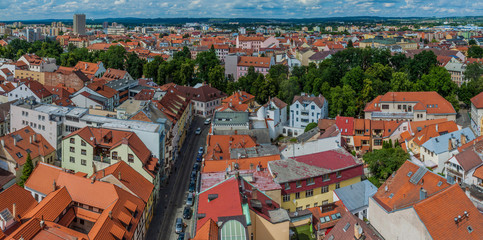 Fototapeta na wymiar Aerial view of in Ceske Budejovice, Czech Republic