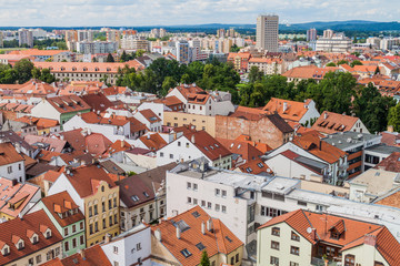Fototapeta na wymiar Aerial view of in Ceske Budejovice, Czech Republic