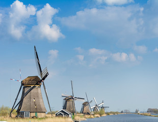 Naklejka premium Windmills in Kinderdijk , Netherlands