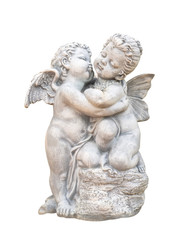 Cupid sculpture on white background.(clipping path)