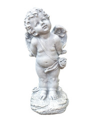 Cupid sculpture on white background.(clipping path)
