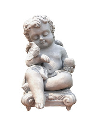 Fototapeta na wymiar Cupid sculpture on white background.(clipping path)
