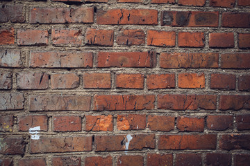 red old wall brick on retro tone