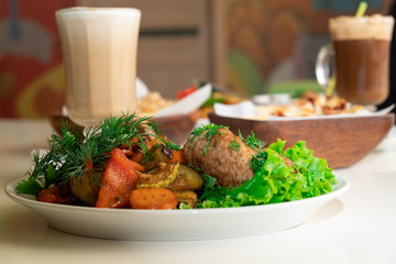 National Jewish dish - pike cutlet with vegetables