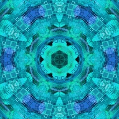 青いマンダラまたはデジタルの概念