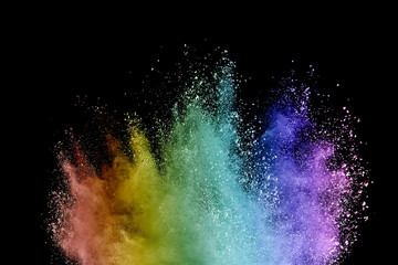 Colorful powder explosion on black background. 