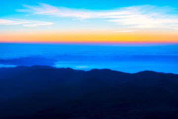 Sunrise from top of the El Teide volcano national park in Tenerife
