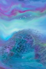 Fototapeta na wymiar Cosmic Brain Waves Magical and enchanting swirls of vibrant blues and pinks. Crashing waves of dreams. Graphic resource. Feeling of space, the ocean and dreams are evoked. 