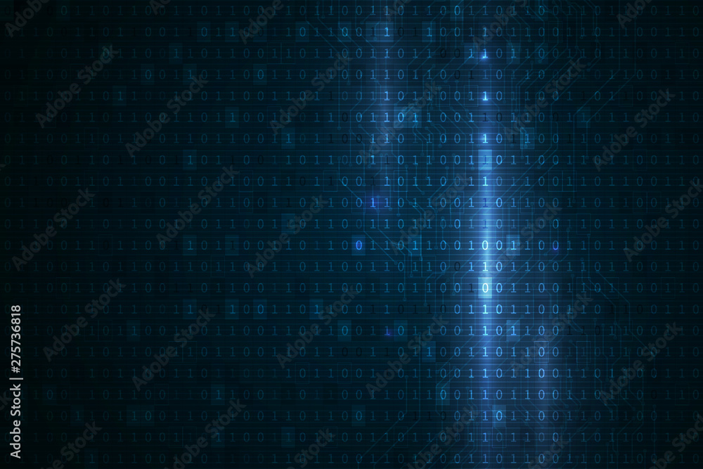 Poster digital circuit line pattern technology and data privacy protection concept, lock, binary digits bac
