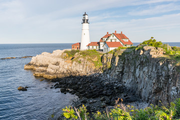 Fototapeta na wymiar Portland Head Lighthouse on Cape Elizabeth Maine