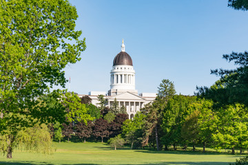 Exterior of the Maine Capitol Building in Augusta, Maine