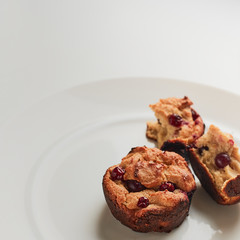 Mini berry cakes on ceramic plate