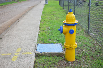 fireman yellow watter pipe blue