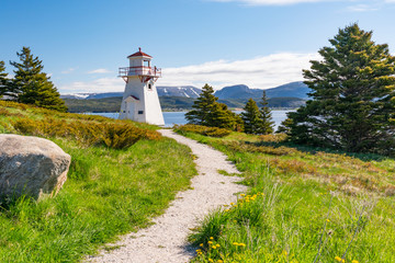 Woody Point Lighthouse in Newfoundland - obrazy, fototapety, plakaty