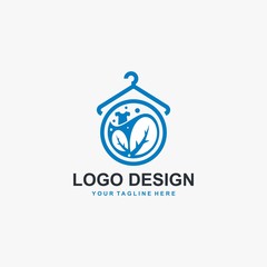 Fototapeta premium Laundry logo design icon vector. Machine laundry concept illustration. Bubble icon design. Business logo design element.