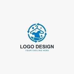 Laundry logo design icon vector. Machine laundry concept illustration. Bubble icon design. Business logo design element.