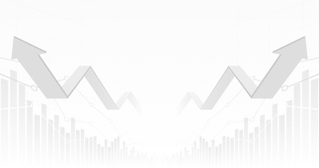 abstract financial chart with 3d uptrend line graph arrow in stock market on gradient white color background