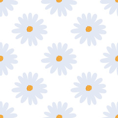 Obraz premium Seamless pattern with abstract hand drawn flowers and leaves on a white background. Vector design for wrapping paper, textile.