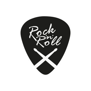 pick with text rock'n'roll and drummed sticks