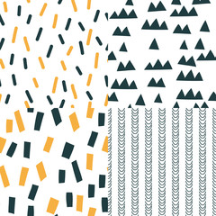 Seamless pattern with abstract hand drawn elements on a white background. Vector design for wrapping paper, textile.