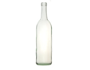 empty bottle of wine isolated on white background for photo compositing 
