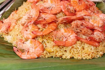 Shrimp fried rice in street food