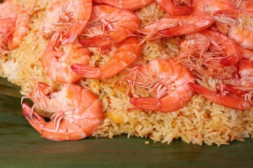 Shrimp fried rice in street food