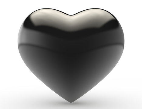 Big Black Heart On White Background 3d rendering