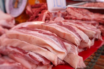 fresh pork meat in market